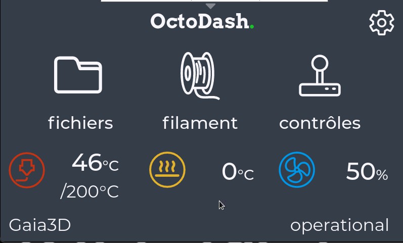 framboise314's tweet image. @Octoprint est opérationnel sur le @Raspberry_Pi 3B+ avec @octodashapp #OctoDash pour gérer l&apos;imprimante @DGaia3 #Gaia3D. Les premiers essais démarrent...
Écran 5 pouces TFT tactile