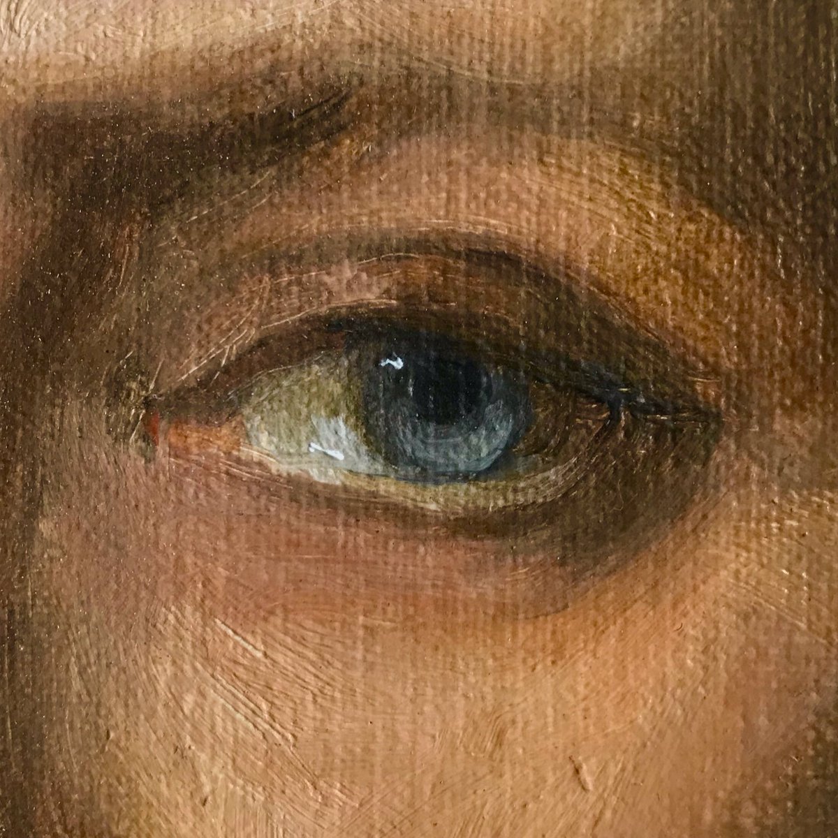A detail from my painting “The Florentine” #oilpainting #eyepainting #portraitart
