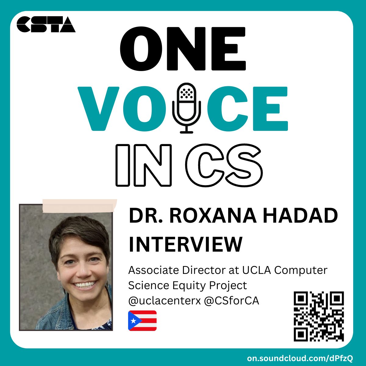 AudraKaplan's tweet photo. csteachersorg: RT @TeacherCoats: Dr. Roxana Hadad joins us for our third episode. Now live on Soundcloud: https://t.co/SrkxOZGc7W - #CSTAOneVoice #CSTAEquityFellows #onevoiceinCS @csteachersorg https://t.co/kpinvFruL9