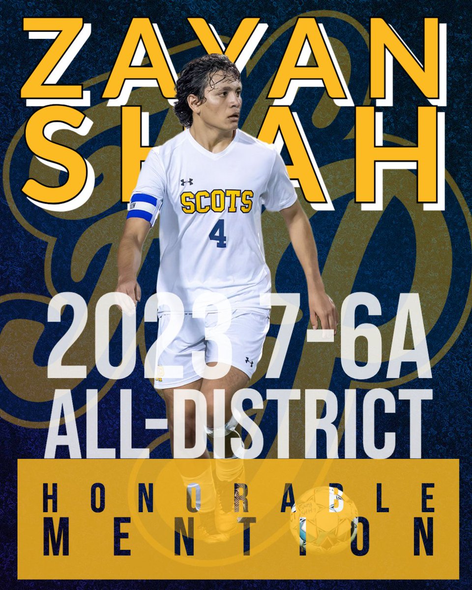 District 7-6A All-District Awards

Zayan Shah
Honorable Mention

Rewind to the '22 season Regional Quarterfinal vs Longview, Zayan tore his ACL.  Heartbreaker.  A resilient season, only possible because of his determined spirit.  Congrats Zayan!