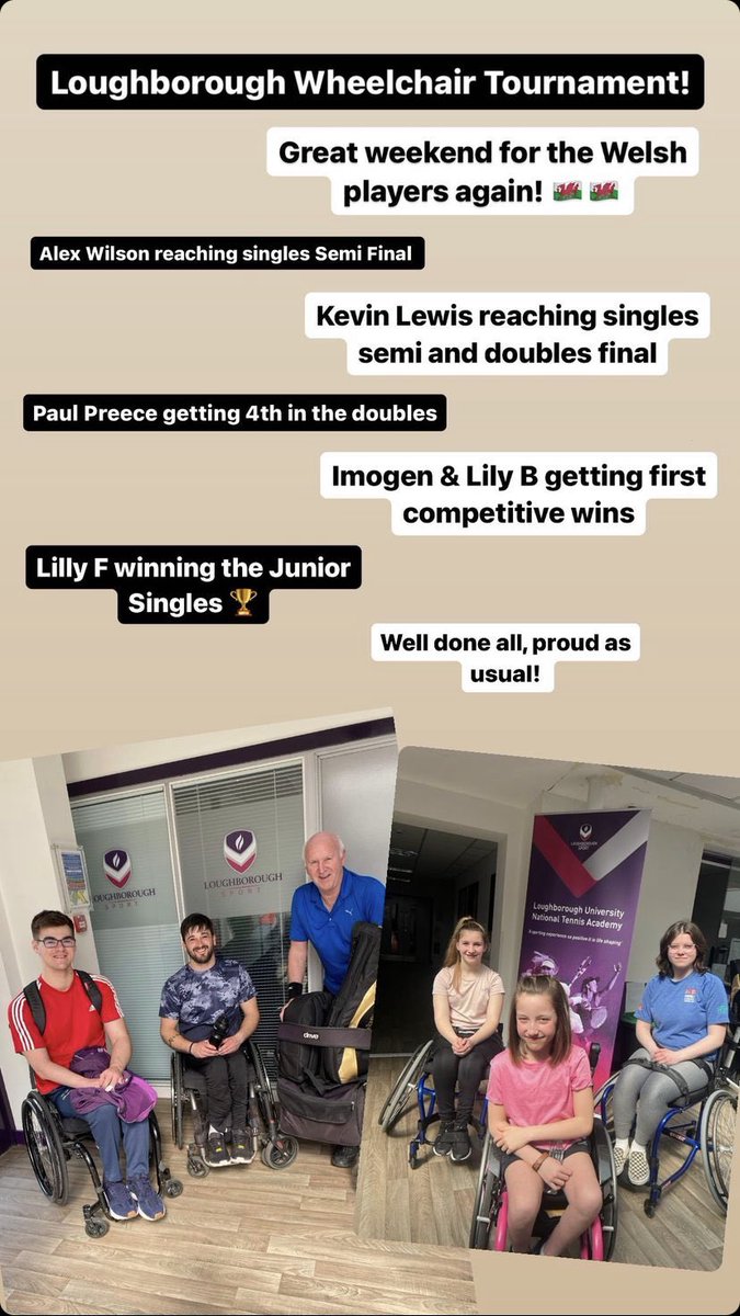 Awesome weekend at the @the_LTA Loughborough regional series. Reached first semi-final in singles against tough opposition. Loads of positives to take away. Onto the next! @FDSW @DanMaskellTrust @WilsonTennis @TeamSportsAid @LboroTennis @tenniswales @WChairTennisGB