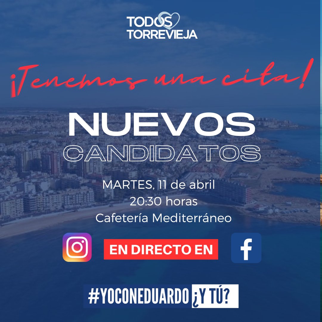 EduardoDolon's tweet photo. Después de vivir intensamente una gran Semana Santa, como anunciamos mañana volvemos con la presentación de candidatos. Te espero mañana, 11 de abril, a las 20:30h, en mis redes sociales y en la Cafetería Mediterráneo. 

#yoconeduardo ytú? https://t.co/b1p8zumxGH