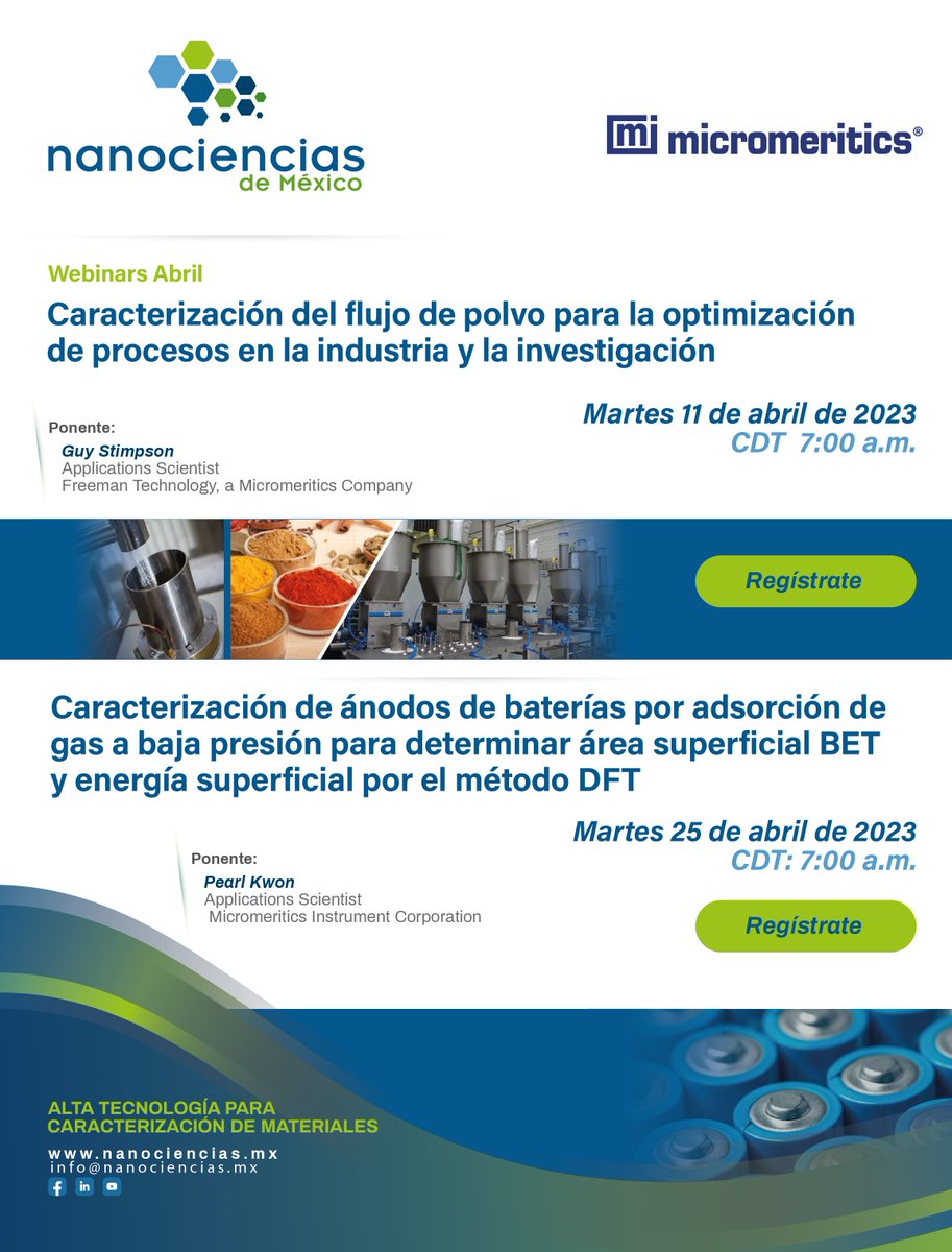 nano_mexico's tweet image. ¡#Nanociencias de México te invita a los webinars de #Micromeritics que se llevarán a cabo en abril de 2023!
Registro:
11/04/2023: event.on24.com/wcc/r/4157929/…
25/04/2023: event.on24.com/wcc/r/4134524/…
¡Te esperamos!
#webinar #webinargratuito #caracterización #polvos #procesos #baterías