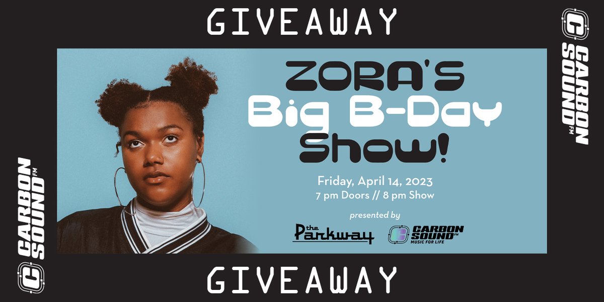 Visit our website to enter for a chance to win a pair of tickets to @zoradotcom's Big B-day Show at @ParkwayMpls on Friday, April 14! Entries close on Wednesday, April 12 at noon Central. Enter now! carbonsound.fm/events/zora-gi…