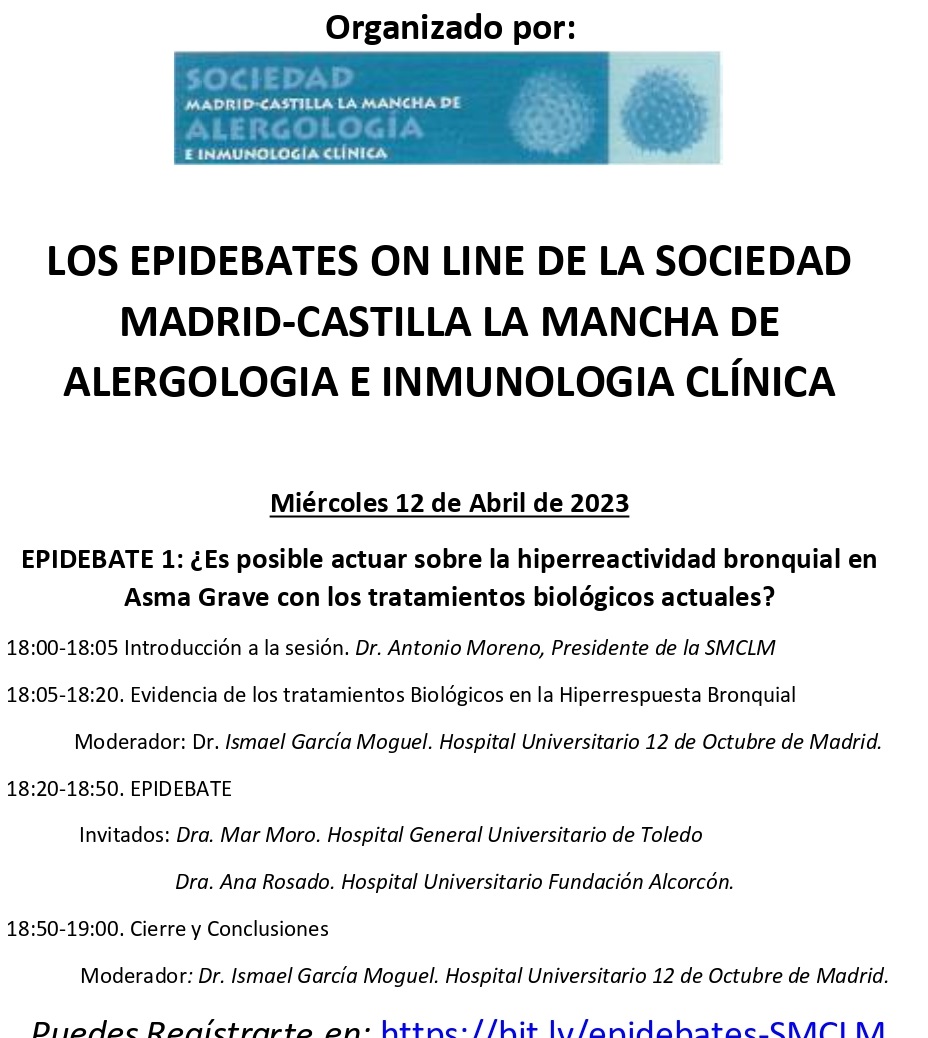 Inscríbete en el primer Epidebate de <a href="/Alergia_SMCLM/">SMCLM Alergología</a> bit.ly/epidebates-SMC…