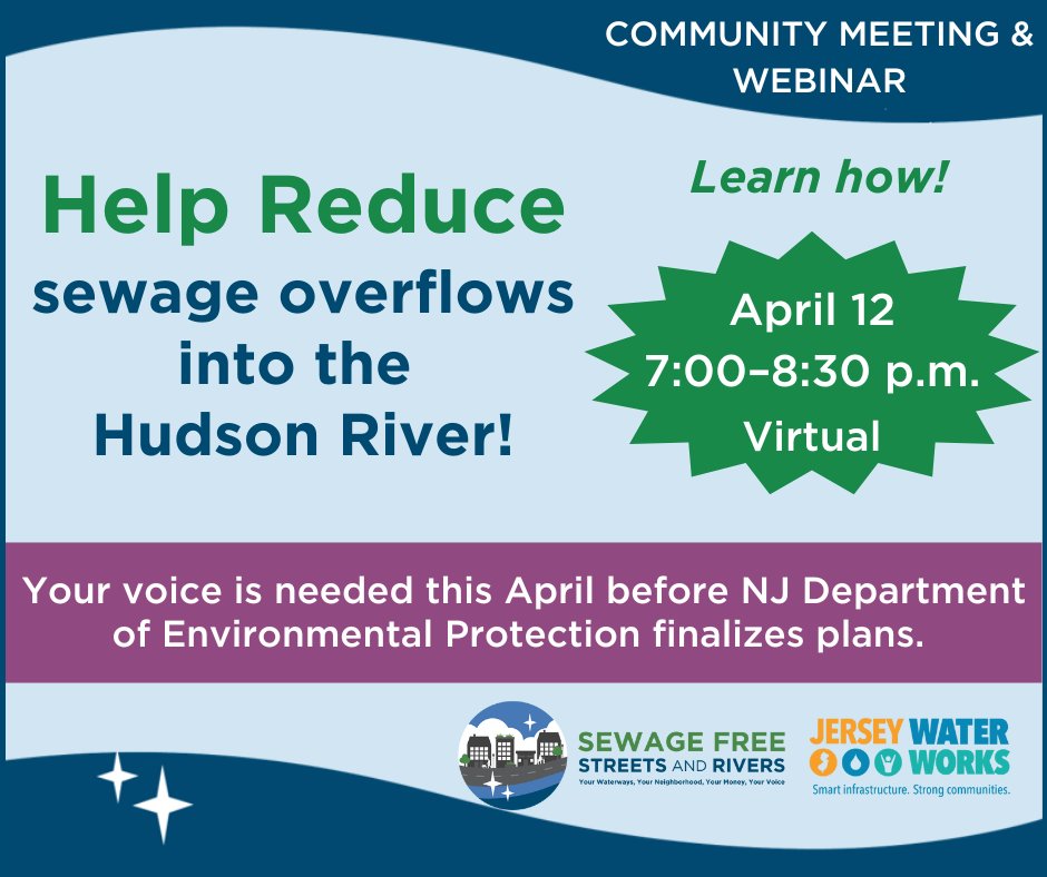 Join us this Wednesday to learn more about how you can help reduce sewage overflows within Hoboken, Weehawken, and West New York! sewagefreenj.org/event/virtual-…