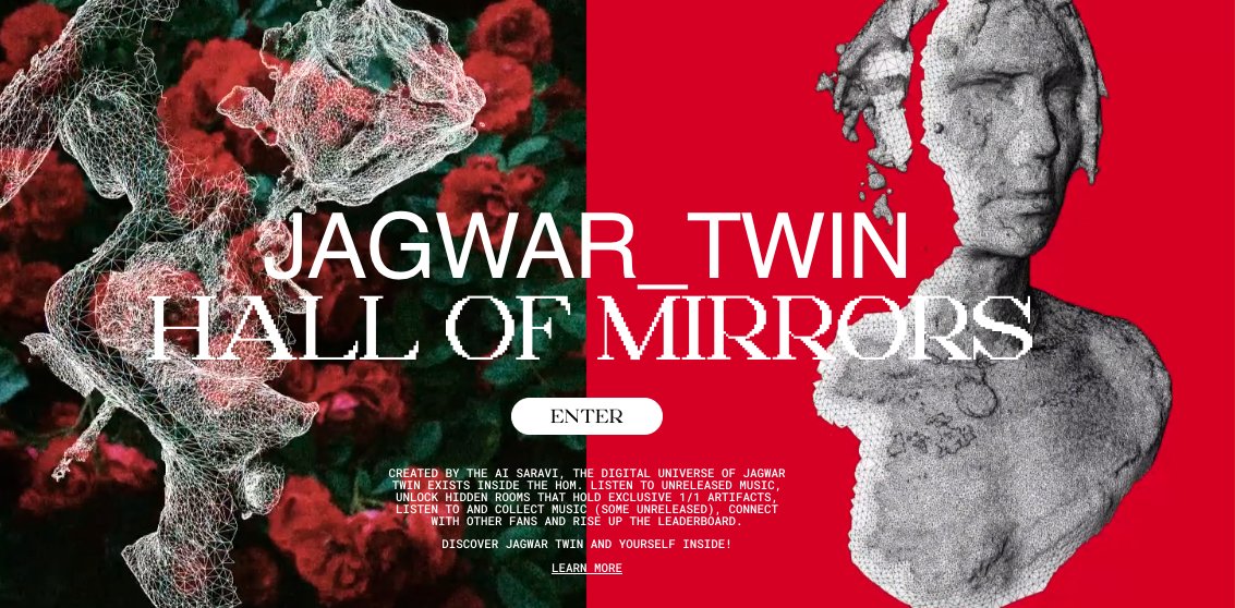 Artists: build worlds &amp; bring fans deeper into them.

How?

Jagwar Twin shows us with Hall of Mirrors.

Let's take a look: 

***

HALL OF MIRRORS: a digital universe to discover his music, his consciousness &amp; yourself.

OBJECTIVES
1.  Experiment
2.  Drive excitement around new