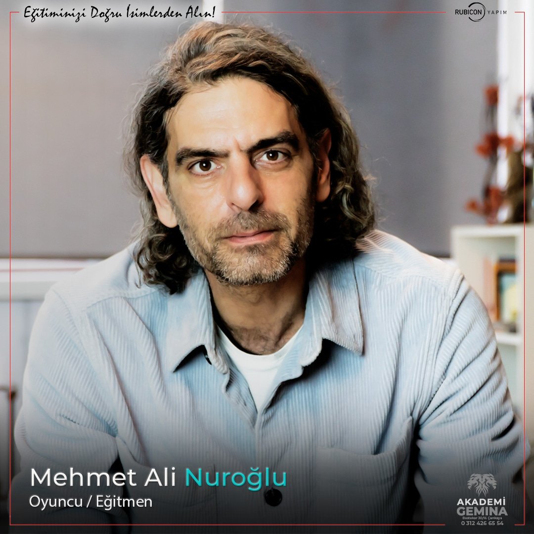 Başarılı oyuncu Mehmet Ali Nuroğlu  Gemina Akademi &amp; Rubicon Yapım ekibine katıldı. Çok yakında başlayacak yeni eğitimlerimizde görüşmek dileğiyle...