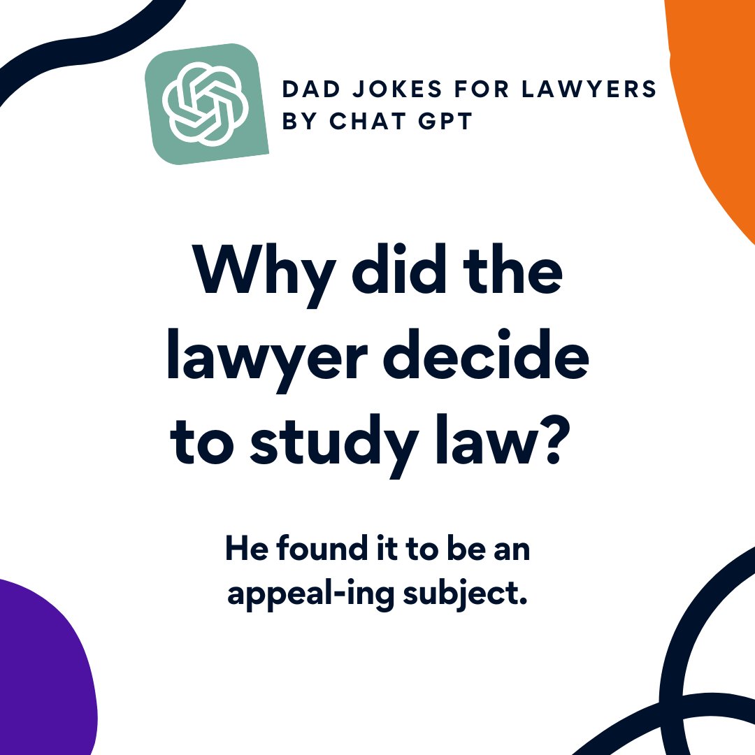 Here's a dad joke courtesy of ChatGPT.

You're welcome.

#lawfirmmarketing #attorneymarketing⁠
#lawfirm #attorney #law⁠
#legalmarketing #chatgpt