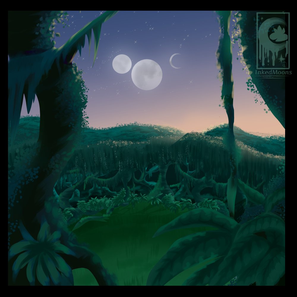 Jewelypopbloop's tweet photo. #MightyClaws and #MoonWatchers #painting
#WingsofFire #landscape #rainforest #volcano https://t.co/5eJE2l56rH