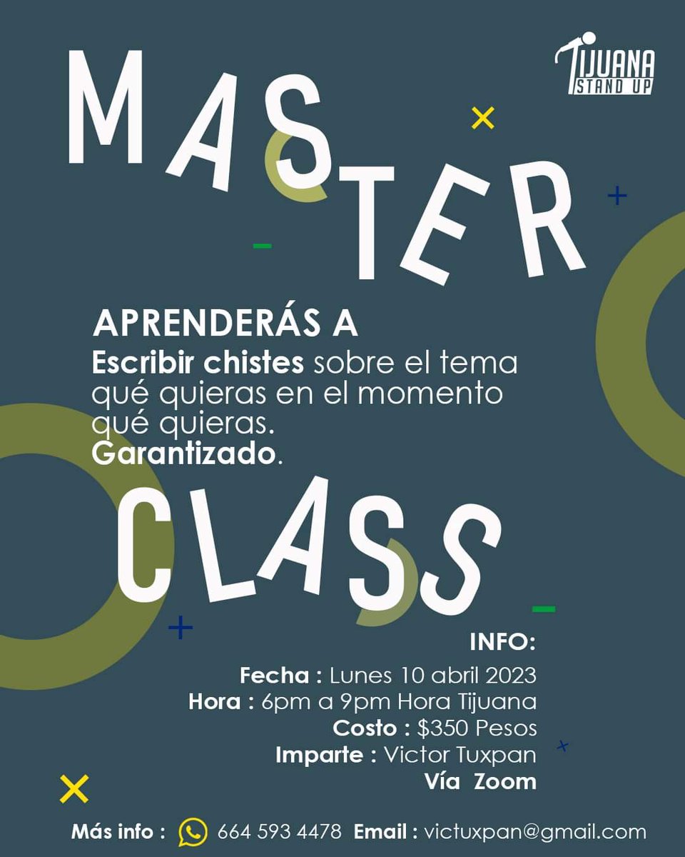 TijuanaStandUp's tweet photo. Aprende a escribir chistes de Stand Up sobre el tema que quieras. Hoy 6PM con @VicTuxpan https://t.co/Z9CDjCquUU