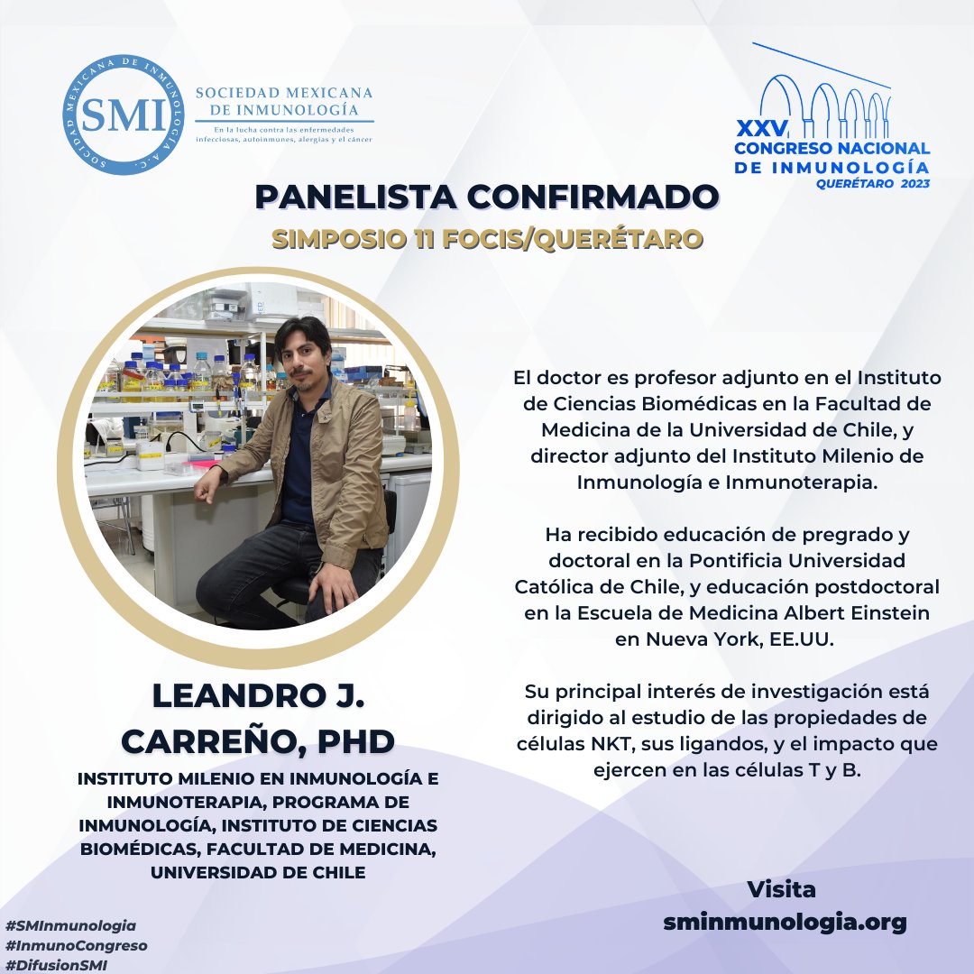 SMInmunologia's tweet photo. 👩‍🏫 Conoce a las y los panelistas del Simposio 11: "FOCIS/Querétaro", a presentarse en el XXV Congreso Nacional de Inmunología. 

Encuentra el programa completo en
🌐 https://t.co/HyqNEL9Xje

#InmunoCongreso #SMInmunología #DifusionSMI #immunology https://t.co/I5sPYoQDIs