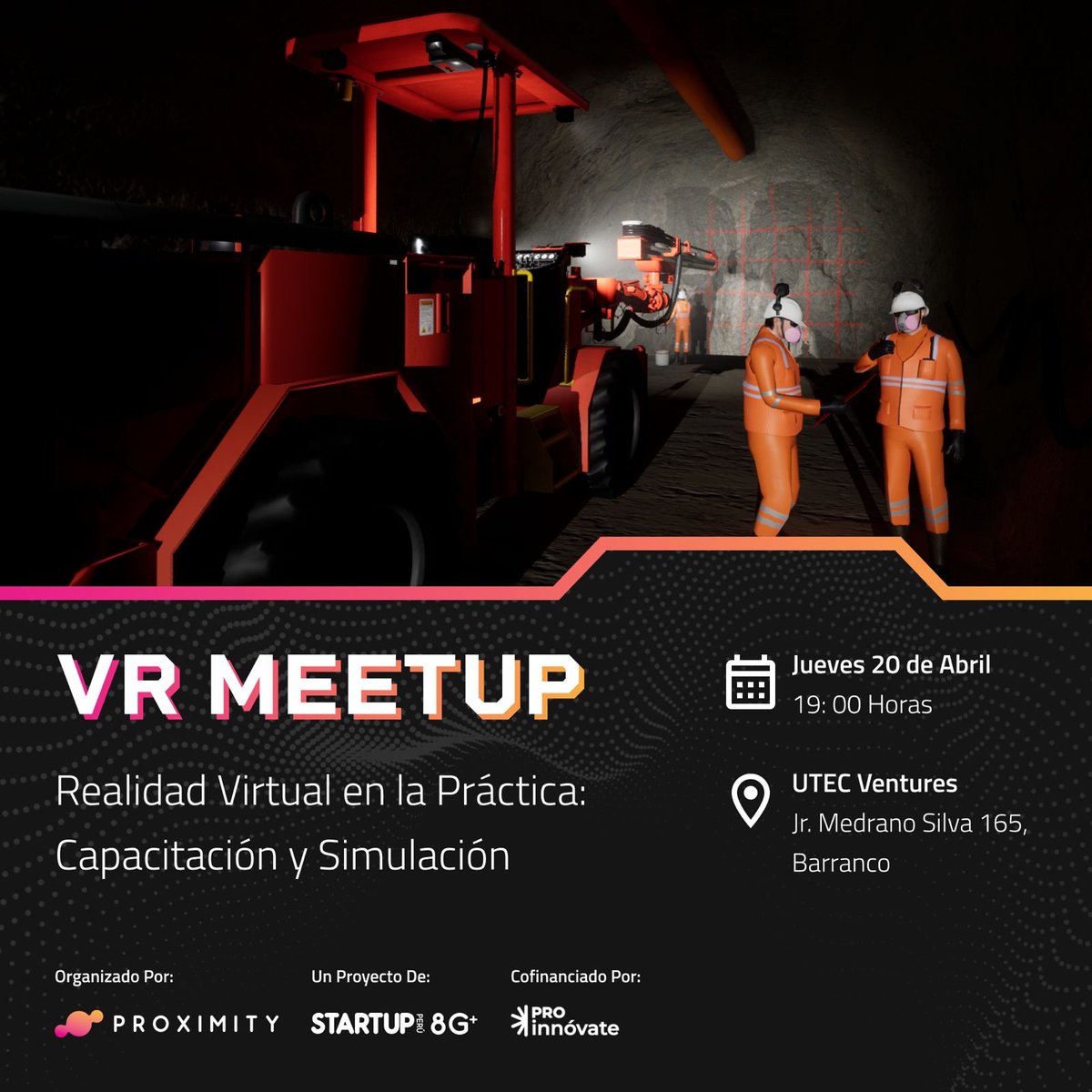 Te esperamos en el meetup de Proximity (UV 9G) sobre realidad virtual y sus aplicaciones prácticas en capacitación y simulación.  

⏲ Fecha y hora: Jueves, 20 de Abril - 7:00PM 
📍Lugar: UTEC Ventures - Jr. Medrano Silva 165, Barranco

Regístrate aquí: proximity.training/meetup
