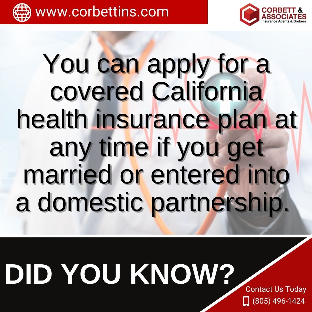 CorbettIns's tweet image. Getting married or entering a domestic partnership means you can apply for a Covered California health insurance plan whenever you want.

#CorbettInsurance #HealthInsurance #DidYouKnowFacts #InterestingFacts