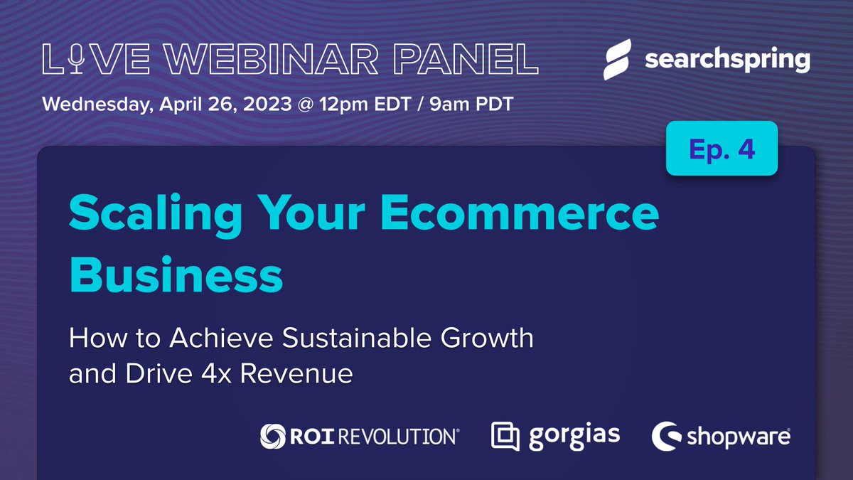 Join our upcoming webinar as <a href="/Searchspring/">Searchspring</a>'s own Jason Ferrara hosts a discussion with <a href="/shopware/">Shopware</a> <a href="/gorgiasio/">Gorgias 📨</a> &amp; <a href="/ROIRevolution/">ROI Revolution</a> on how your site can help scale your #ecommerce business and drive 4x revenue.🎙️

Sign up! → bit.ly/40F6Huw