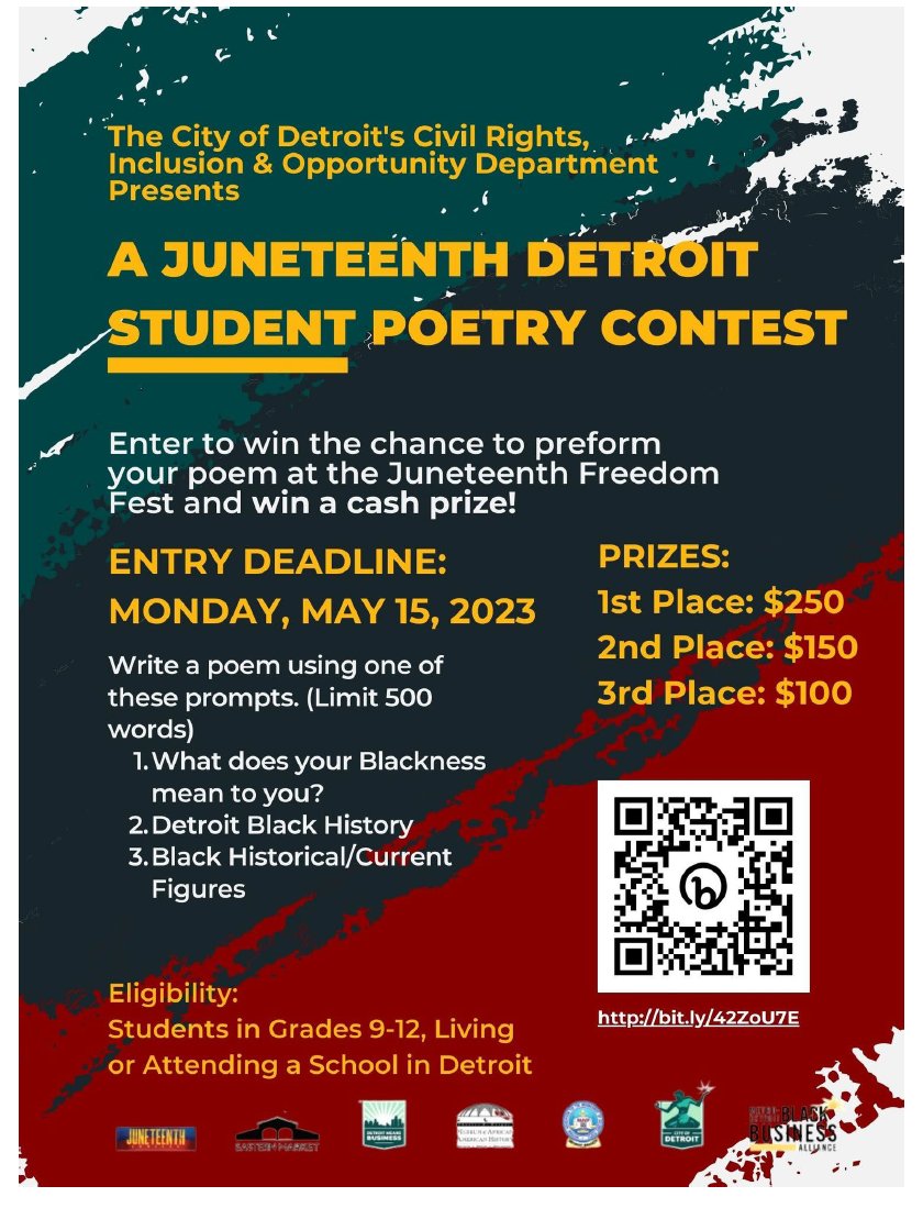 SemhacMichigan's tweet photo. DETROIT HIGH SCHOOL STUDENT POET?
SHARE YOUR TALENT!!! 🖋️✏️📒📓🎶 https://t.co/Ecjbs2I98l