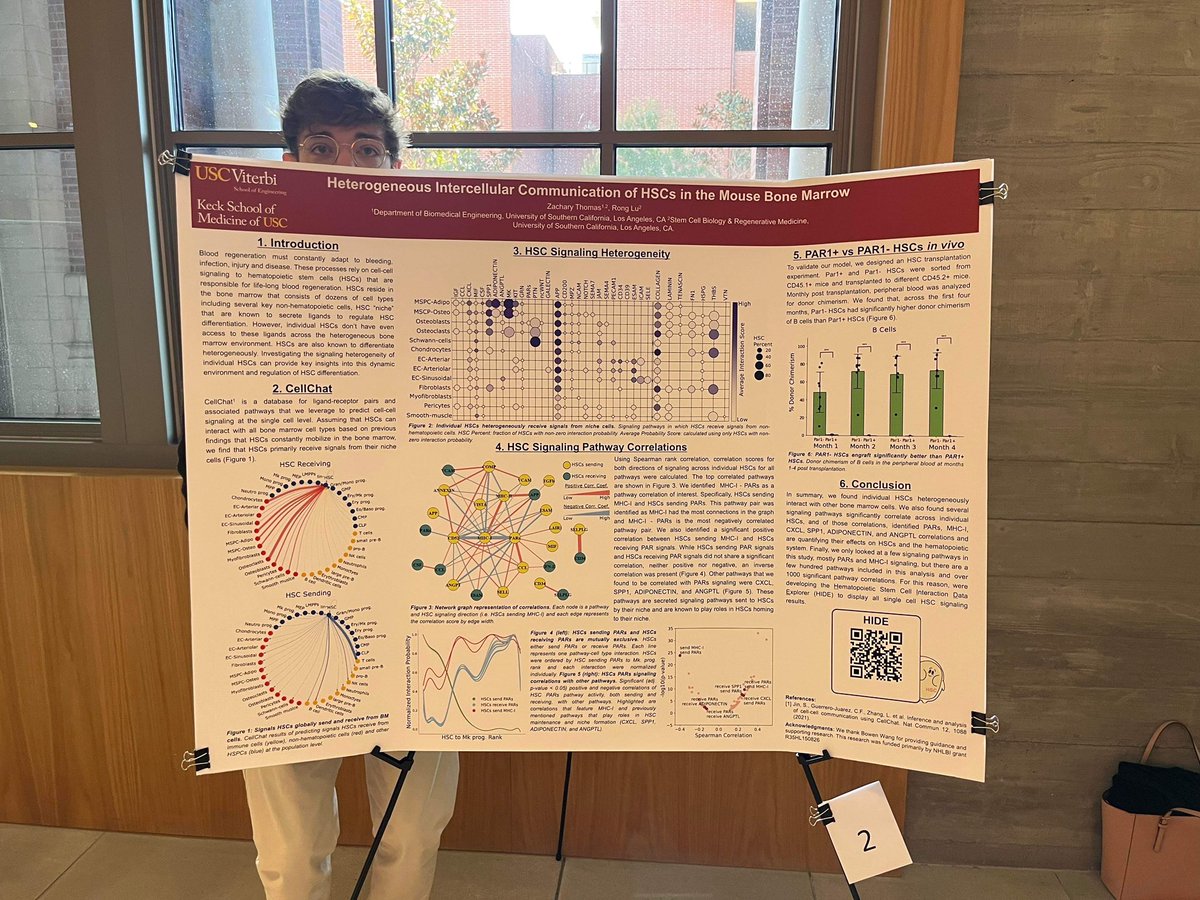 Congrats to our <a href="/uscbme/">USC BME</a> PhD student Zack for winning the first prize at the 25th Grodins Symposium in the “signals and systems” category! #uscstemcell #uscviterbi #fighton ✌️