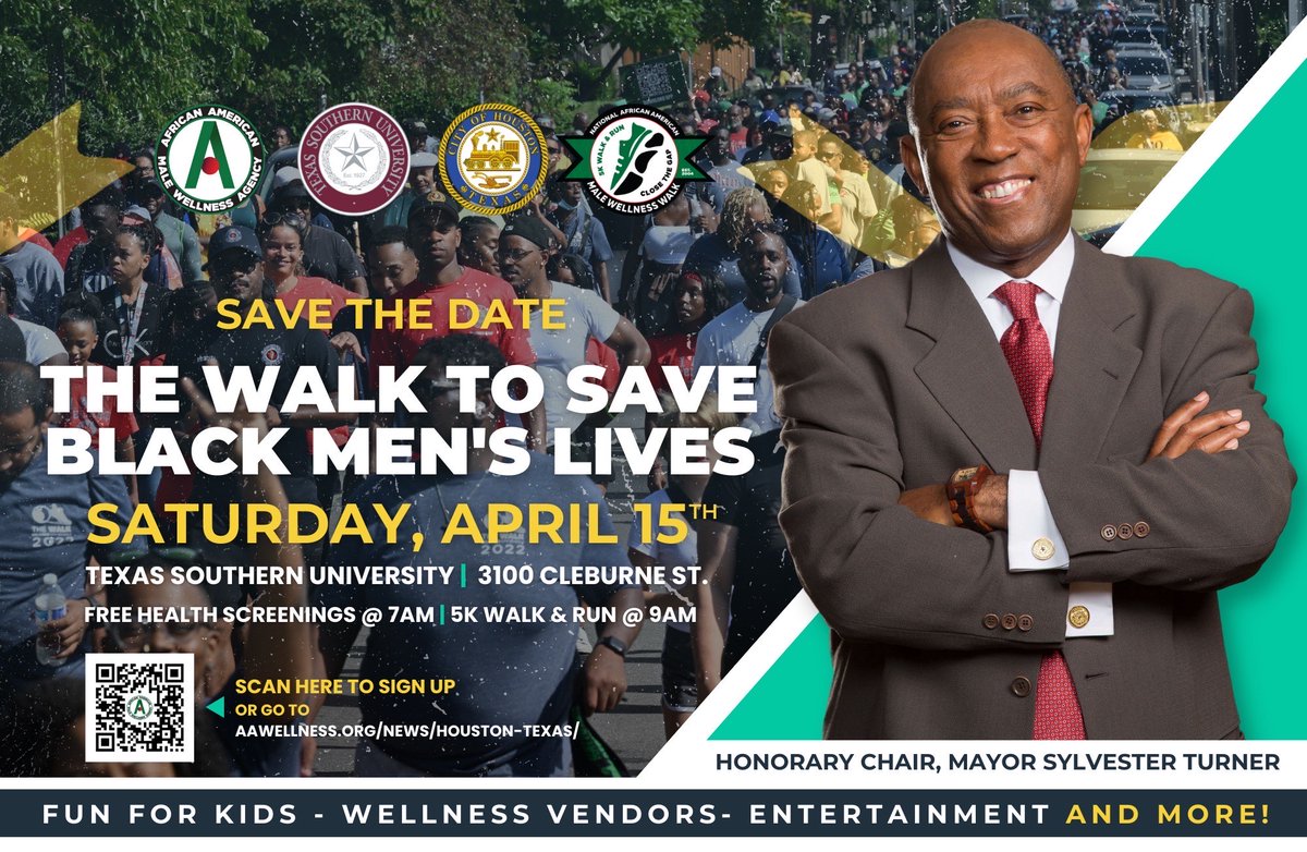 defendernetwork's tweet photo. This weekend Mayor @SylvesterTurner and other Black men and women will be walking in the inaugural AAMWA Houston 5K Walk/Run to close the health gap in Houston &amp; save black men’s lives!

We spoke with Donnell Cooper, the logistics director for the event. https://t.co/Z61S21RIg9 https://t.co/uMQI4O823N