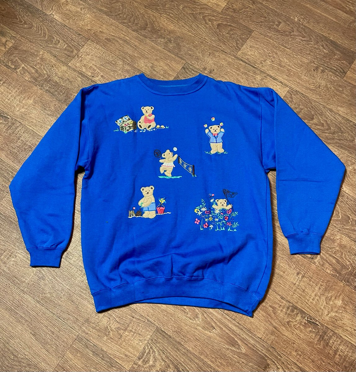 Vintage Clothing | 1990s Vintage Blue Teddy Bear Sweatshirt Size 14/16
 myvintage.uk/product-page/v… #vintage #retro #1990s #90s #1990sclothing #1990sStyle #vintageclothing #vintagestyle #vintagefashion #secondhand #preloved #vintagesweater #sweater
