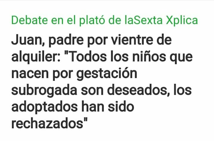 generoenaccion's tweet photo. Vamos a darle la vuelta: "Cada bebé que nace por gestación subrogada se encarga a juego con algo (un ego, una familia, un capricho), cuando se adopta se le quiere (o se la quiere) tal y como es". ¿A que suena mejor?
Imagen tomada de @NuriaCSopena. https://t.co/m58b5r8rSi