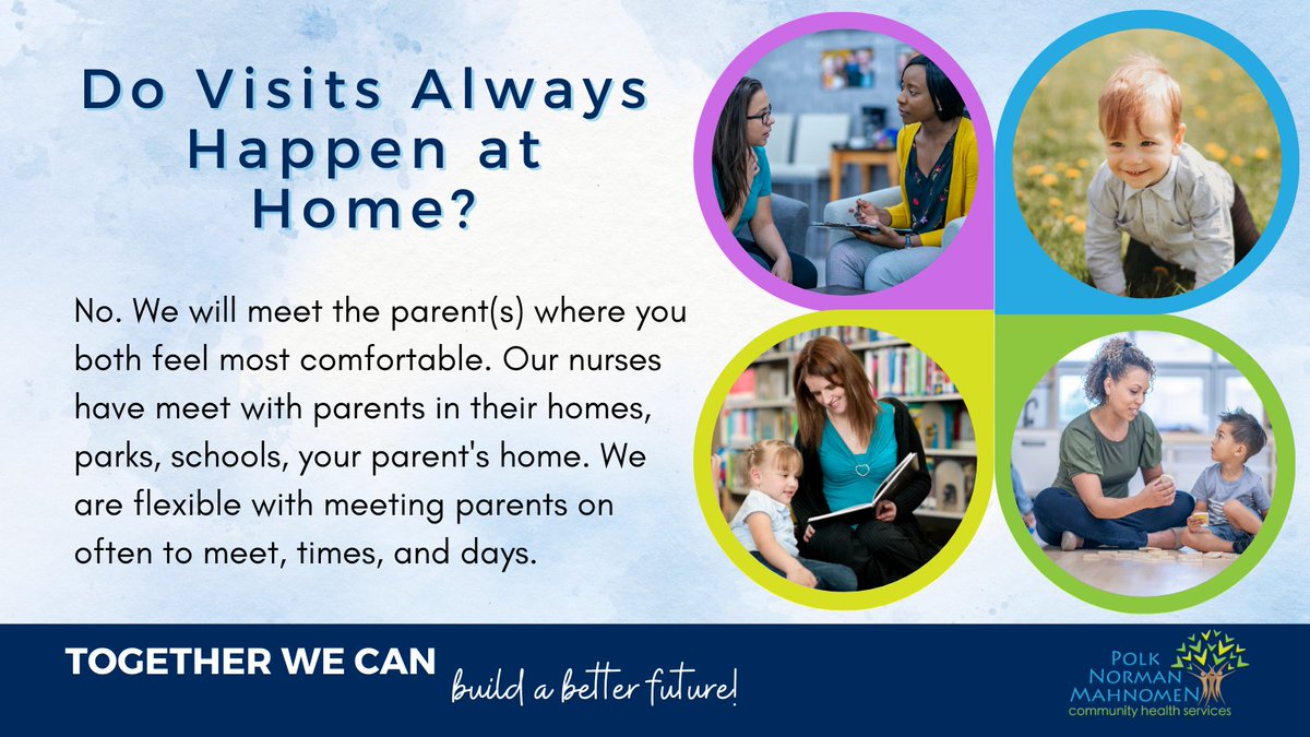 Family Home Visiting program does NOT mean our nurses will only meet you in your home.
We are flexible!

Norman-Mahnomen Public Health
218-784-5425  | 218-935-2527
#publichealth #TogetherWeCan #publichealthmatters #community #healthylifestyle #prevention #education
