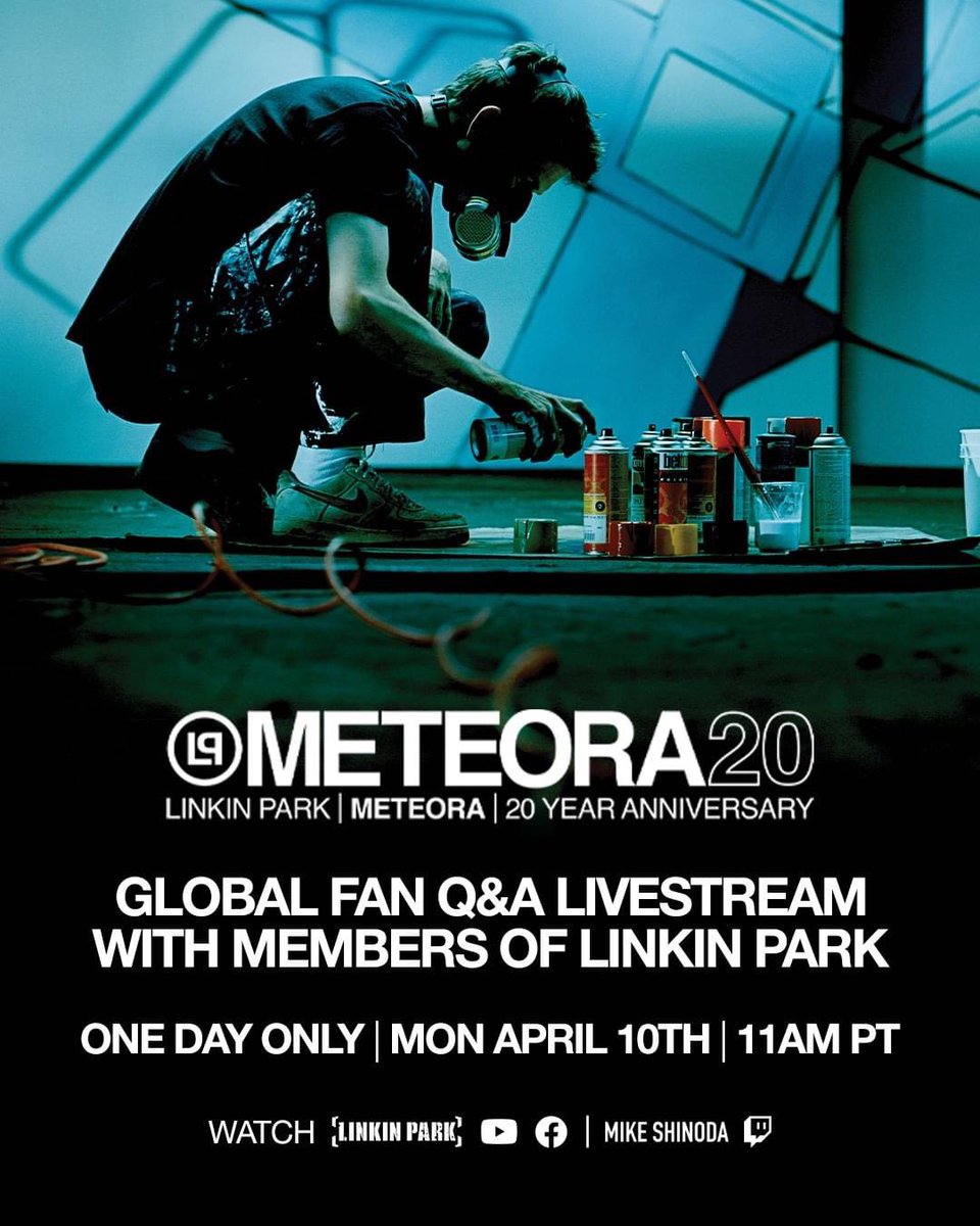 LP_Netherlands's tweet photo. Nog een klein uurtje tot de wereldwijde Q&amp;A met leden van Linkin Park. Mike Shinoda, Dave Phoenix Farrell en Joe Hahn zullen vragen van fans beantwoorden. Tevens zal de Meteora Art Wall te zien zijn 🤩 

https://t.co/icRo2XEi4M

#linkinpark #meteora20 https://t.co/WSKa4OIynG