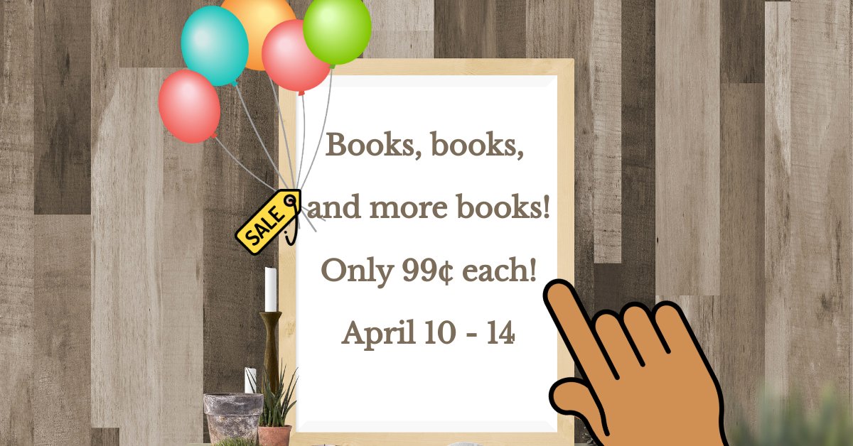 Books for only 99¢ each! But, hurry. The sale is only from 4/10 through 4/14! #booksonsale #books #BookBoost books.bookfunnel.com/aweekofsale/dz…