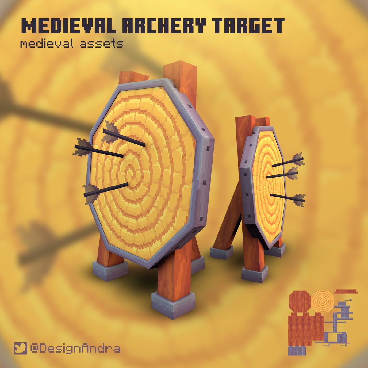 DesignAndra's tweet image. #Day5 
Medieval Archery Target ✅🎯
#blockbench #minecraft #voxel #pixelart #voxelart #3dmodel #3dmodeling #medieval #archery #target #AndraDesign