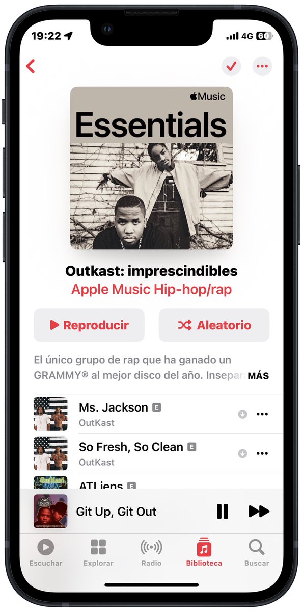 Cancelación de ruido ON, mundo OFF y la playlist “Outkast: Imprescindibles” en modo aleatorio sonando music.apple.com/es/playlist/ou…  🎶