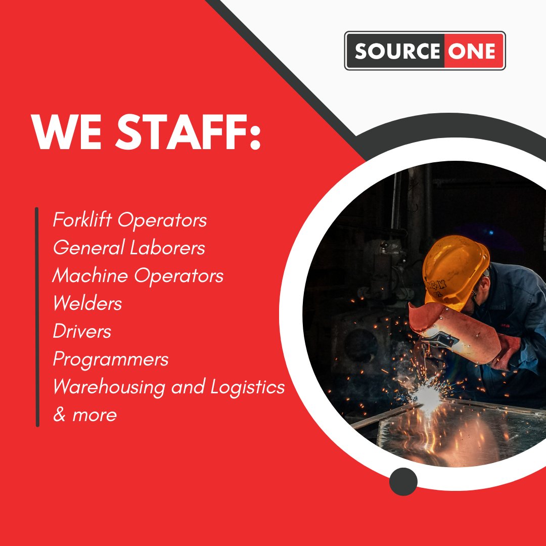 SourceOne_Staff's tweet image. Our team can help you find the best candidates for the positions you need to fill! Contact us to get started today nsl.ink/9Ux9

#SourceOne #SourceOneStaffing #Staffing #StaffingSolutions