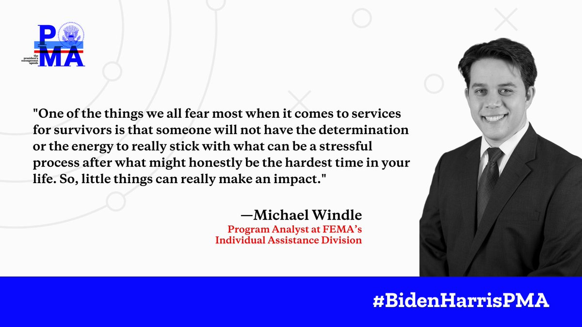 PerformanceGov's tweet image. At the #BidenHarrisPMA event, changemakers gathered to discuss how we can transform the delivery of #cx in govt through life experiences. Check out Michael Windle and his take on how we can provide better service to victims of a disaster. 👇#govcx