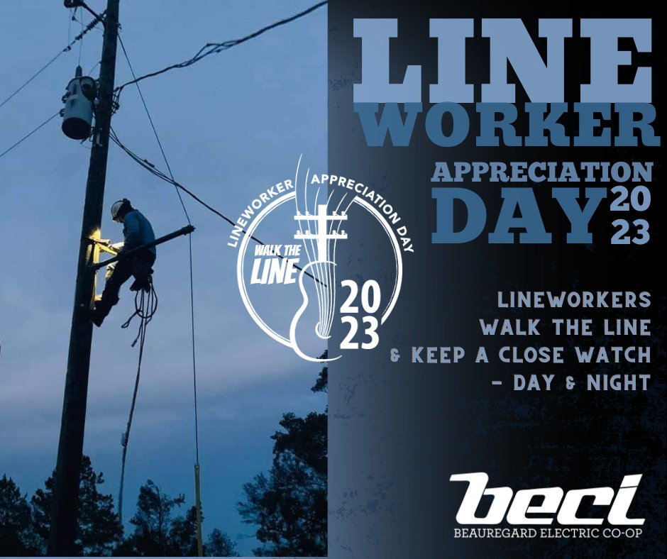 We may not sing like Johnny Cash, but our lineworkers walk the line for you, day and night! Show your appreciation for the lineworkers that keep a close watch on this community of ours. Retweet so they know you care. #thankalineworker #lineworkerappreciationday