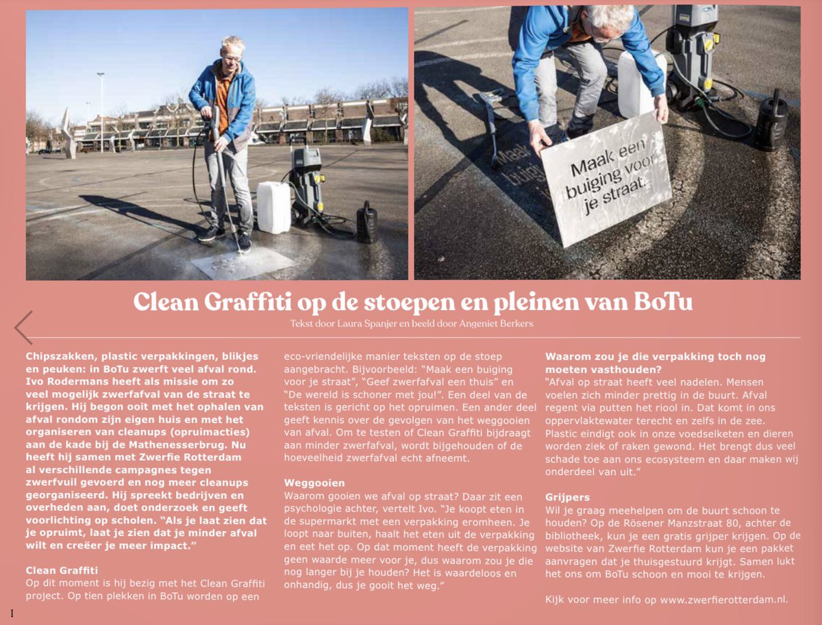 Artikel in de #BoTu-Buurtkrant…
#bospoldertussendijken #cleangraffiti #zwerfafval #schonestraten #schonestad #Rotterdam