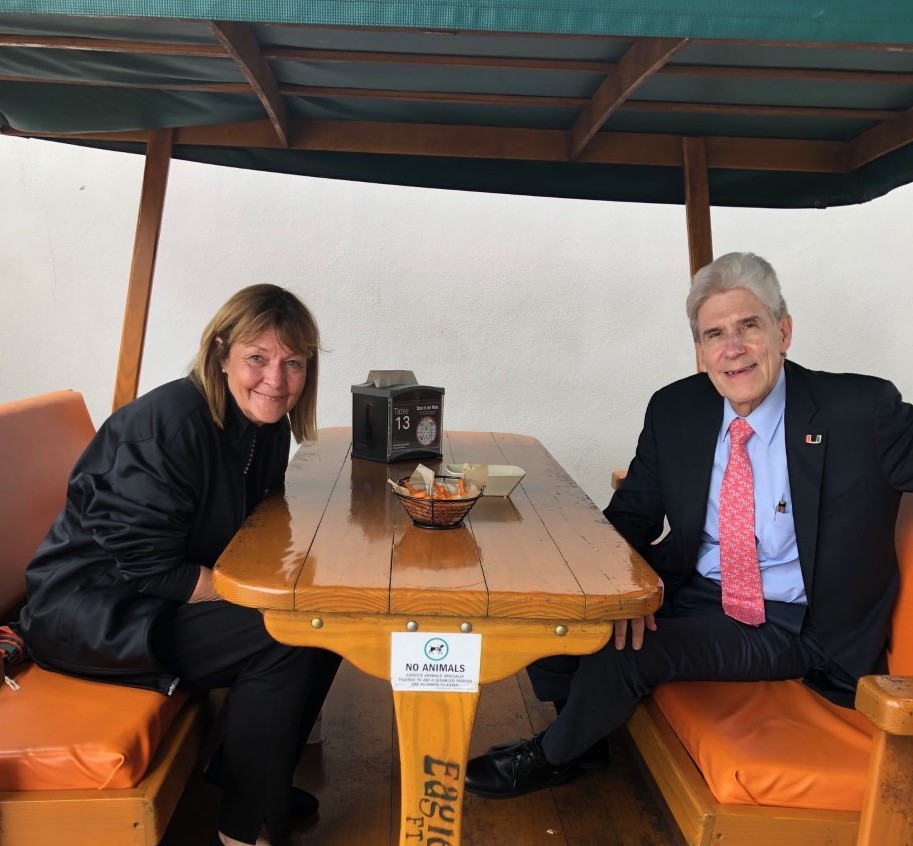 It is always great to connect with @drpatwhitely, @univmiami Senior Vice President of Student Affairs, especially over lunch at the @UMRathskeller! #attherat