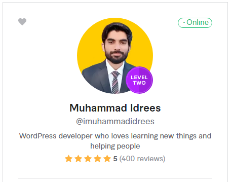 CaptainIdrees's tweet photo. Alhamdulillah, another #milestone achieved 🤩
400 five-star reviews on #Fiverr
-
#wordpressdeveloper #wordpresswebsite #wordpressblog #wordpress https://t.co/yhre7LK7vN