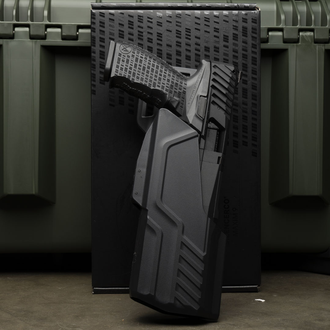 The KRYTAC Maxim 9 Holster is designed for the airsoft version of the Maxim 9 and accommodates long and short configurations. It is Safariland® ALS® pattern, and the included belt loop features an adjustable cant and will accommodate a belt up to 2.25" in width.