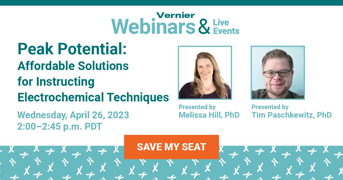 Mark your calendar! 📅 Join our #chemistry expert Dr. Melissa Hill on 4/26 for Peak Potential: Affordable Solutions for Instructing Electrochemical Techniques. Join us to explore the Go Direct® Cyclic Voltammetry System with @Pine_Research! #ITeachChem hubs.li/Q01KDw3q0