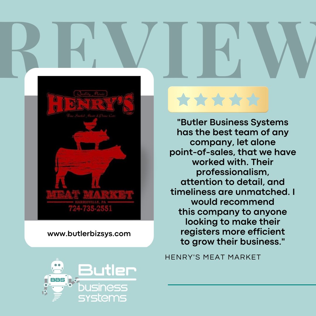 Customer testimonial Tuesday! Henry's Meat Market - Harrisville is an old fashion butcher shop in Harrisville, PA.  Henry's is working on opening a new location in Cranberry Twp. Follow them to see their varieties of meat and new location updates! #customerreview #butlerbizsys