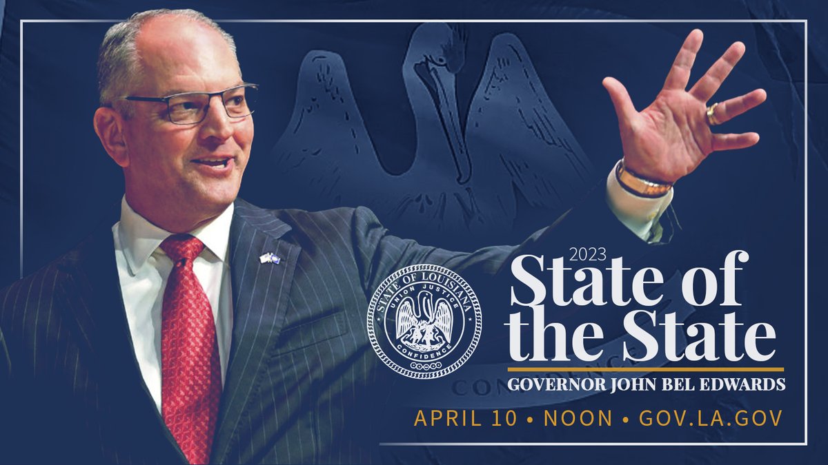 I’m about to deliver my eighth and final State of the State address as the Governor of the great state of Louisiana. Watch it live at house.louisiana.gov/H_Video/HD/HCH…. #lagov #lalege