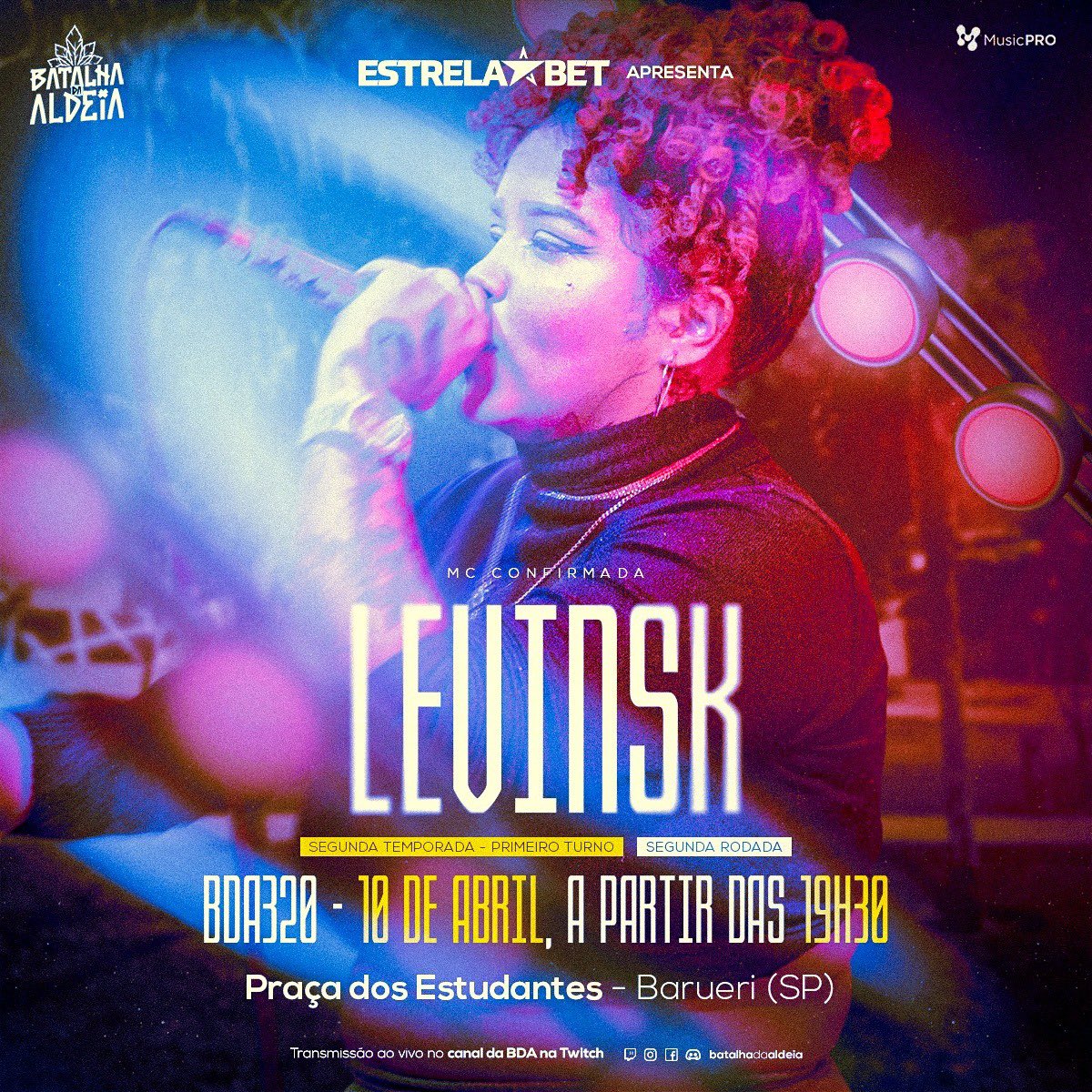 batalhadaldeia's tweet photo. LEVINSK CONFIRMADA!🔥

A mais braba da cena, que vem rimando o fino e é atual campeã da Leste! Levinsk vai marcar presença na BDA 320 com muito sede de vitória, e promete destruir!

#batalhadaaldeia #bda320 #batalhaderima https://t.co/EKxTBITXvj