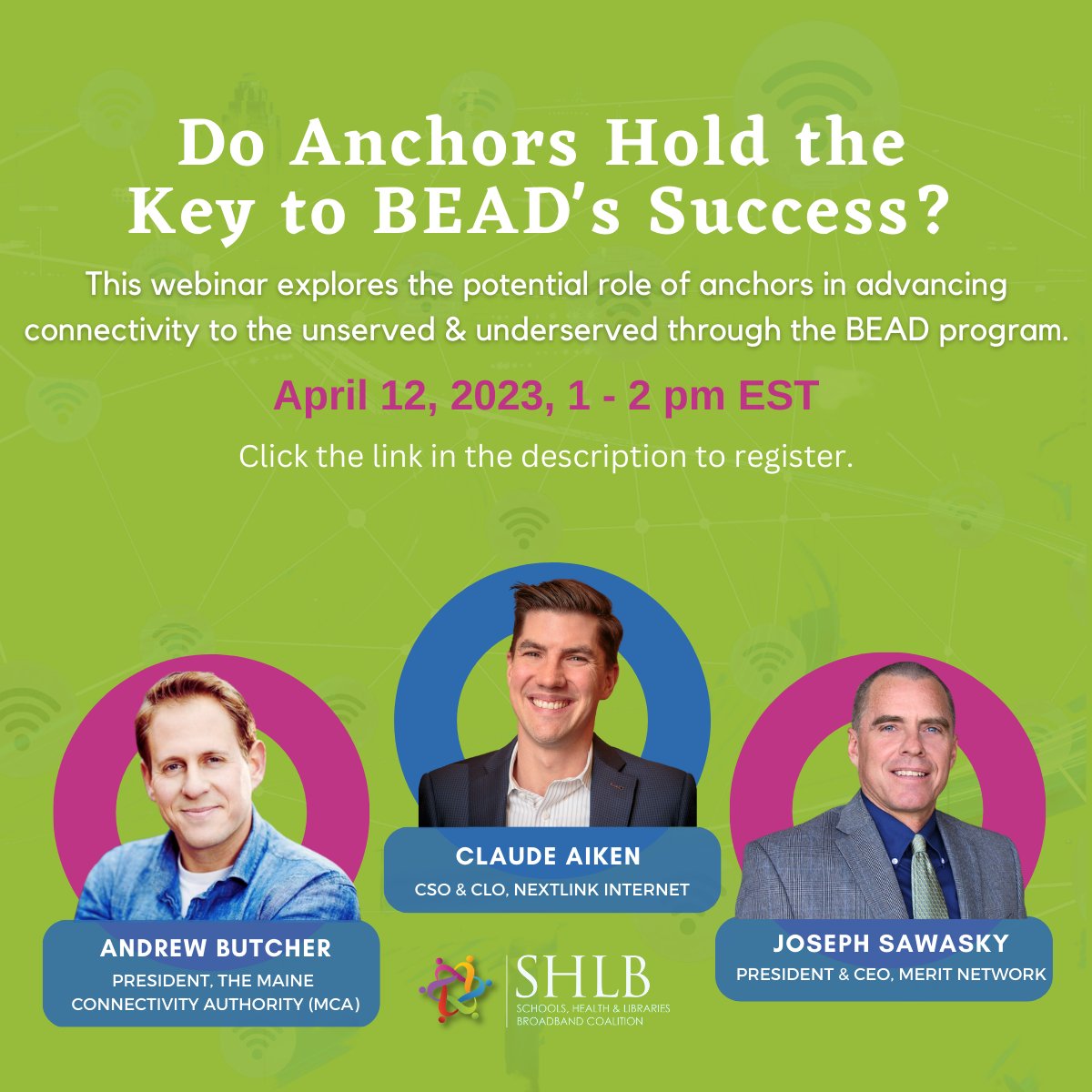 SHLBCoalition's tweet photo. Join us in two days to explore📡 

Do Anchors Hold the Key to BEAD's Success?

With @abutcherhere, President of @MEConnectivity, Joseph Sawasky, President/CEO of @meritnetwork, &amp; @ctaiken, CSO/CLO of @nxlink.

When: April 12 at 1 -2 pm EST

Register now: https://t.co/ibksAHNWDi https://t.co/9f3NeAjptU