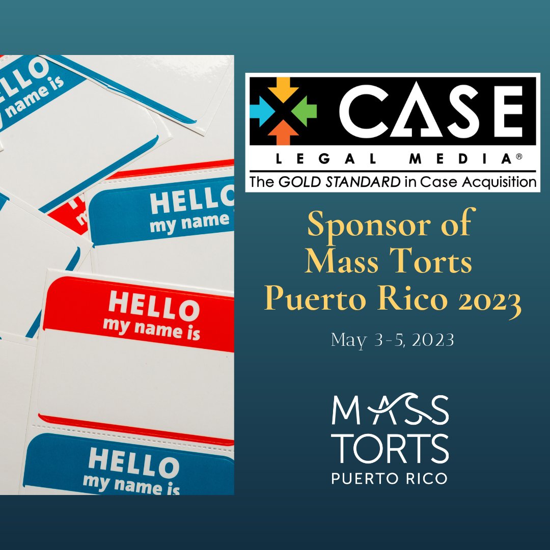 MassTortsPR's tweet photo. Case Legal Media is joining us as our Lanyards and badge sponsor for Mass Torts Puerto Rico. Special thanks to their help making registration a smooth process.
#mtpr #attorneys #Masstorts #puertorico #tlpr #triallawyers #lawyers #masstortsattorneys #lawyersoftwitter https://t.co/a2jNOVAovX