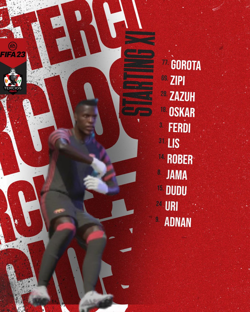 ❤️🖤MATCH DAY🖤❤️

⏱️ 22:40
🏆 @PLGeFootBall
🆚 Atlético Onubense

⏱️23:00
🏆 <a href="/LigasZero/">Liga Zero</a> 
🆚 Spanish Kingdoms

⏱️23:20
🏆 <a href="/VFOspain/">VFO España</a> 
🆚 FC Tacticalz

Salimos esta noche con estos 11 guerreros

📺 twitch.tv/theuri24

#WeAreTercios
#VamosTercios