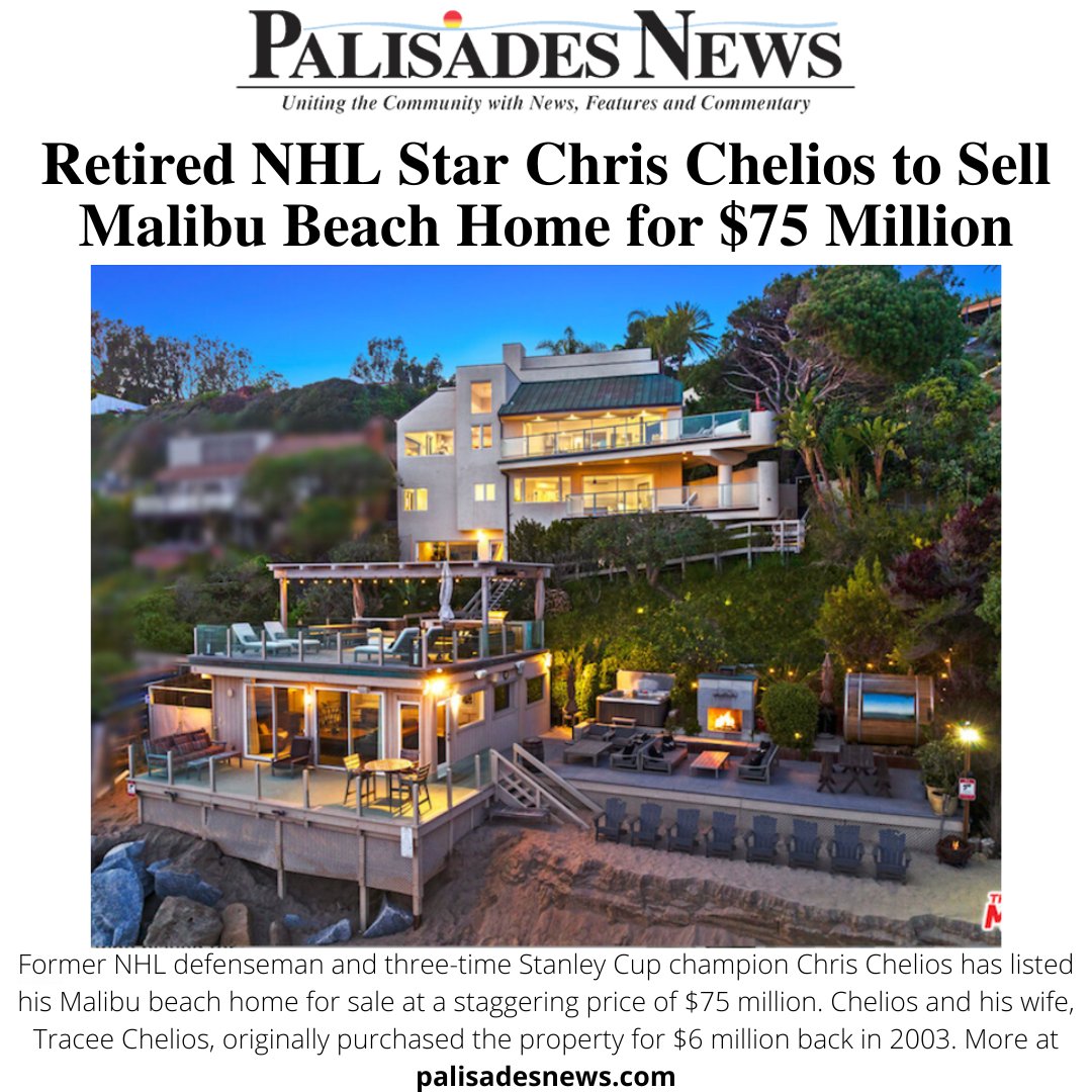 Retired NHL Star Chris Chelios to Sell Malibu Beach Home for $75 Million -  Palisades News