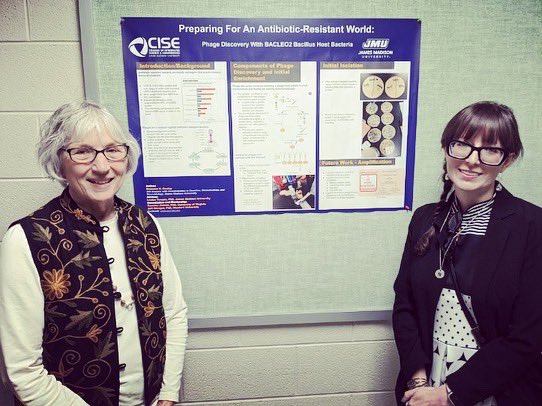 Had my very first scientific (genetics/bio) poster at the Association for Microbiology student conference two weekends ago! Special thanks to my awesome colleague, mentor, and teacher Louise Temple for letting me join her lab and learn all about phage work.@cise @JMUresearch @jmu