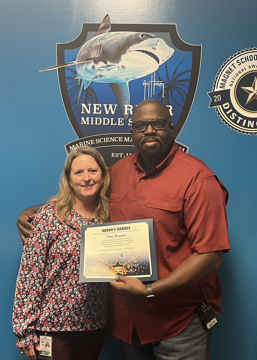 NewRiverMiddle's tweet photo. Congratulations to Mr. Murphy! A true Hixon Hero!!! Thank you for all you do for @NewRiverMiddle @debbi_hixon @browardschools @HalehDarbar https://t.co/DEfDHbjpOy