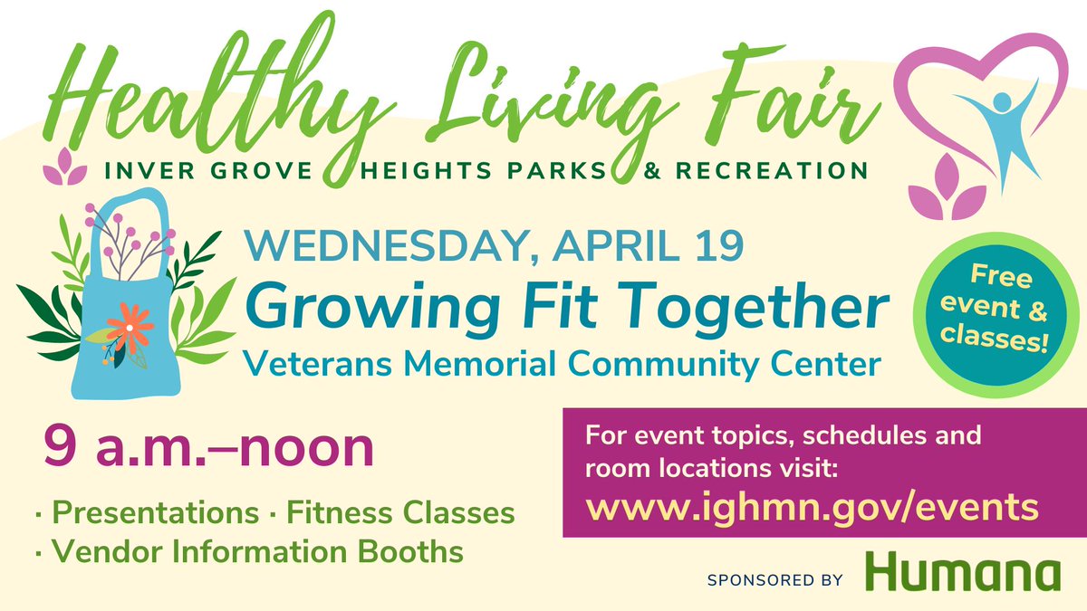 VisitIGH's tweet image. Wednesday, April 19 • 9 a.m. - Noon, Veterans Memorial Community Center. Discover ways to care for yourself while caring for our planet at our Healthy Living Fair! facebook.com/events/2314102…