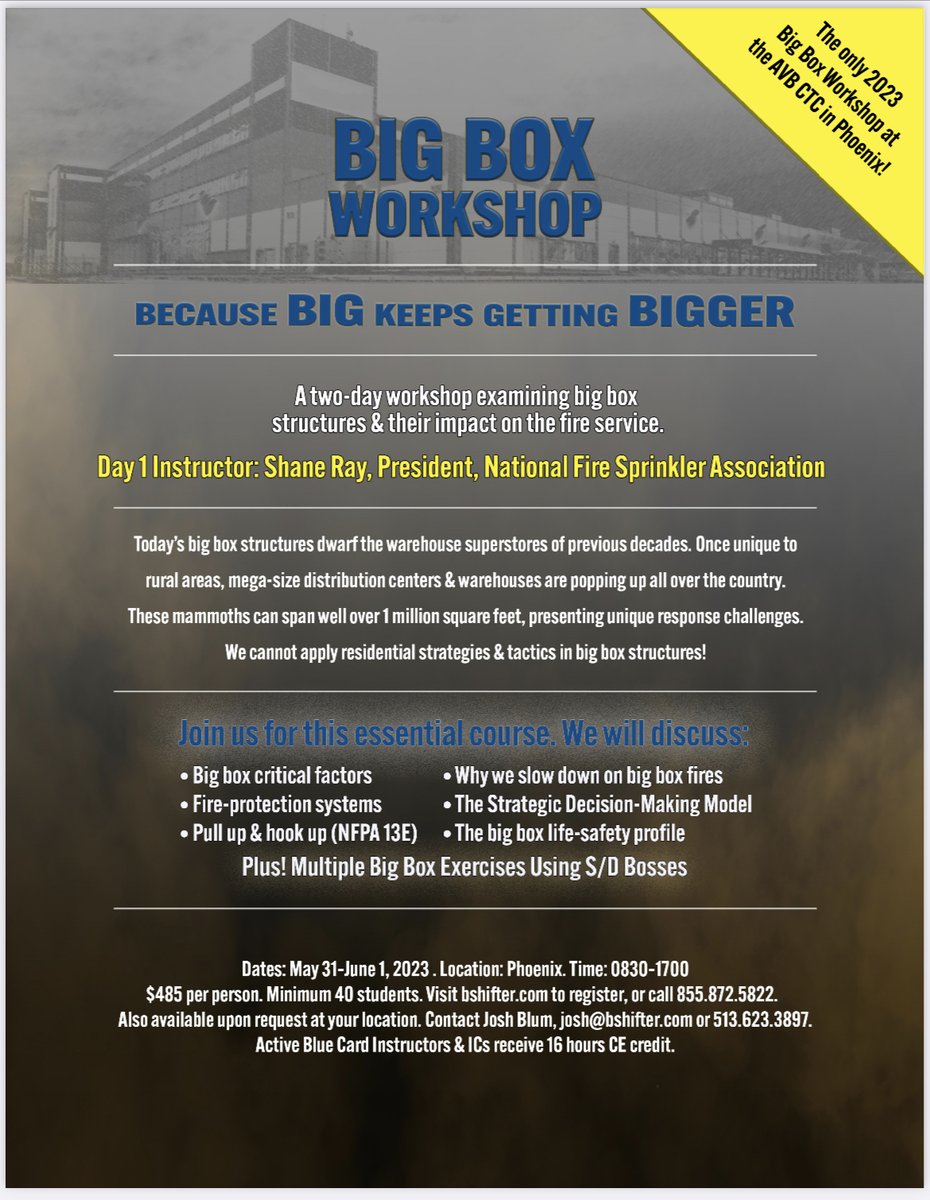 BlueCardHZ's tweet photo. 49 Days away and only 15 seats left! Sign up here: https://t.co/0vBiiuNRRk #BigBoxWorkshop #BlueCard #Brunacini #FireCommand #CommandTraining https://t.co/n0OHqI0VxK