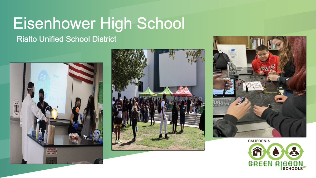Meet our #CAGreenRibbon School, Gold Level, Eisenhower High School, Rialto Unified School District! <a href="/EisenhowerRUSD/">EisenhowerHS_Rialto</a> prioritizes health and wellness for its entire school community by heavily emphasizing nutrition, fitness, and mental health programs.
