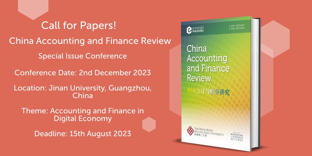 EmeraldRespMgt's tweet photo. 📢 Attention all authors! #CAFR is looking for #specialissue articles on the role of #accounting and #finance in #digitaleconomy 🔎 Find out more https://t.co/8ntnAPtGI7

@HongKongPolyU @MIT @Tsinghua_Uni #CFPs #economy #markets #technology #digital #business #innovation https://t.co/WKXQj1cDOv
